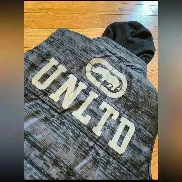 Ecko Unltd Hoodie Puffer Vest Mens Size XXL Zip Closure Pocket Gray Camo Print - Picture 2 of 16